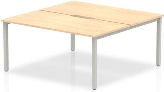 Office Monster | Evolve B2B Silver Frame Bench Desk 1600 Maple (2 Pod) Evolve B2B Silver Frame Bench Desk 1600 Maple (2 Pod)