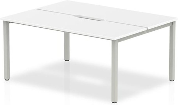 Office Monster | Evolve B2B Silver Frame Bench Desk 1200 White (2 Pod) Evolve B2B Silver Frame Bench Desk 1200 White (2 Pod)