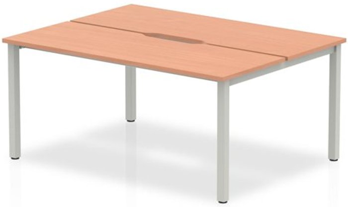 Office Monster | Evolve B2B Silver Frame Bench Desk 1200 Beech (2 Pod) Evolve B2B Silver Frame Bench Desk 1200 Beech (2 Pod)