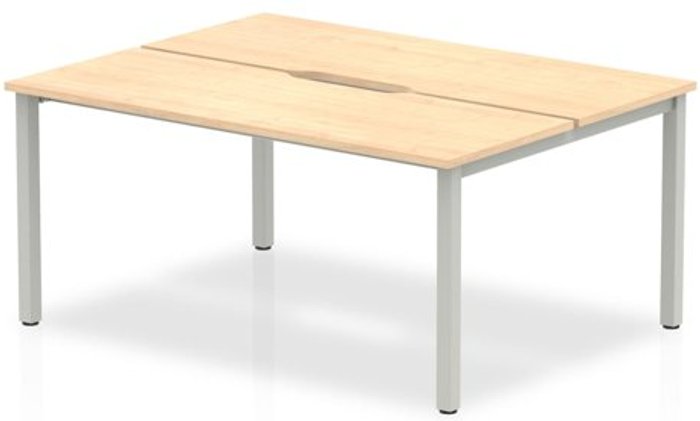 Office Monster | Evolve B2B Silver Frame Bench Desk 1200 Maple (2 Pod) Evolve B2B Silver Frame Bench Desk 1200 Maple (2 Pod)