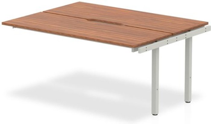 Office Monster | Evolve B2B Ext Kit White Frame Bench Desk 1400 Walnut Evolve B2B Ext Kit White Frame Bench Desk 1400 Walnut