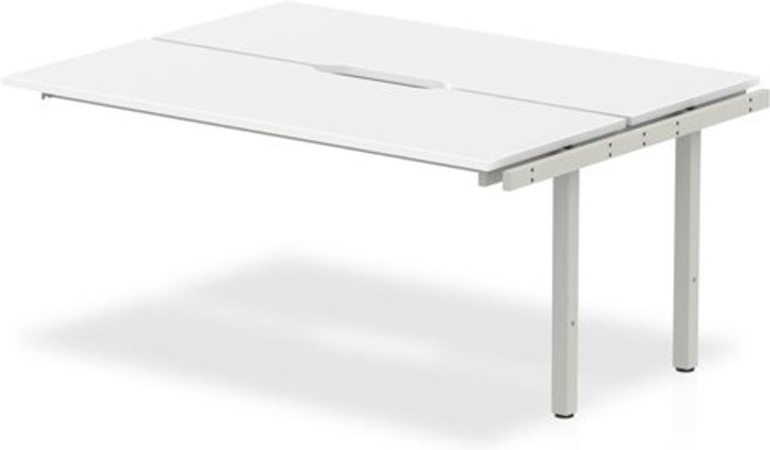 Office Monster | Evolve B2B Ext Kit Silver Frame Bench Desk 1400 White Evolve B2B Ext Kit Silver Frame Bench Desk 1400 White