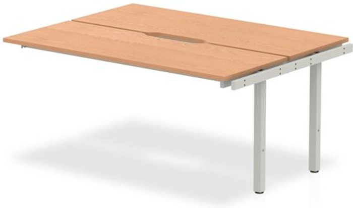 Office Monster | Evolve B2B Ext Kit Silver Frame Bench Desk 1400 Oak Evolve B2B Ext Kit Silver Frame Bench Desk 1400 Oak