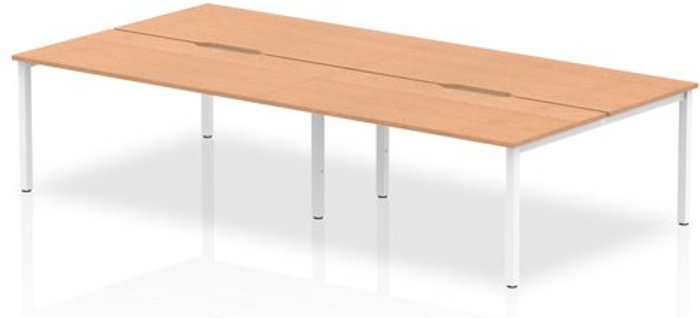 Office Monster | Evolve B2B White Frame Bench Desk 1600 Oak (4 Pod) Evolve B2B White Frame Bench Desk 1600 Oak (4 Pod)