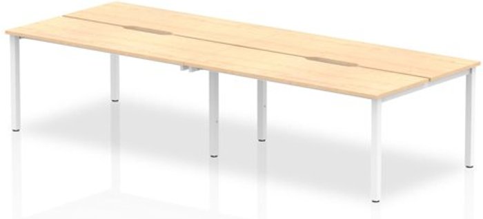Office Monster | Evolve B2B Silver Frame Bench Desk 1400 Maple (4 Pod) Evolve B2B Silver Frame Bench Desk 1400 Maple (4 Pod)