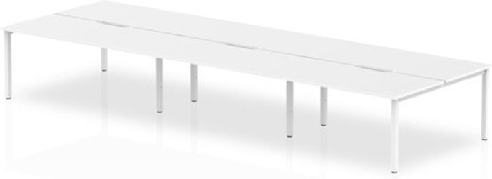 Office Monster | Evolve B2B White Frame Bench Desk 1600 White (6 Pod) Evolve B2B White Frame Bench Desk 1600 White (6 Pod)