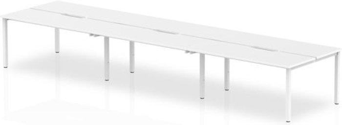 Office Monster | Evolve B2B White Frame Bench Desk 1200 White (6 Pod) Evolve B2B White Frame Bench Desk 1200 White (6 Pod)