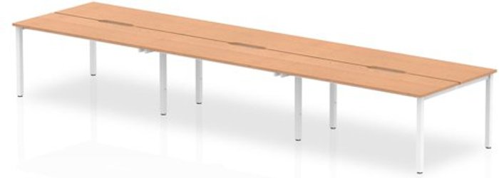 Office Monster | Evolve B2B White Frame Bench Desk 1200 Oak (6 Pod) Evolve B2B White Frame Bench Desk 1200 Oak (6 Pod)