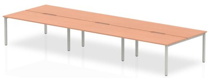 Office Monster | Evolve B2B Silver Frame Bench Desk 1600 Beech (6 Pod) Evolve B2B Silver Frame Bench Desk 1600 Beech (6 Pod)