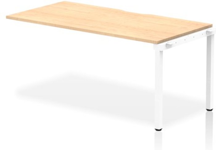Office Monster | Evolve Single Ext Kit White Frame Bench Desk 1600 Maple Evolve Single Ext Kit White Frame Bench Desk 1600 Maple