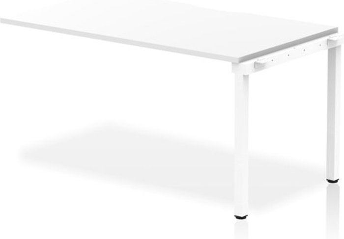 Office Monster | Evolve Single Ext Kit White Frame Bench Desk 1400 White Evolve Single Ext Kit White Frame Bench Desk 1400 White