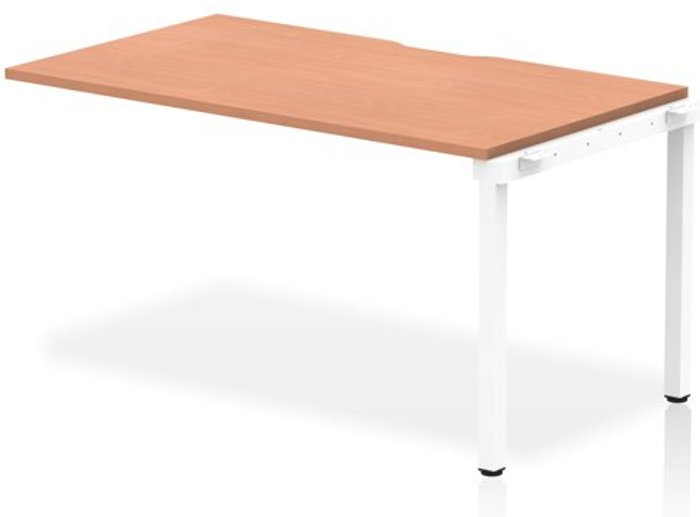 Office Monster | Evolve Single Ext Kit White Frame Bench Desk 1400 Beech Evolve Single Ext Kit White Frame Bench Desk 1400 Beech