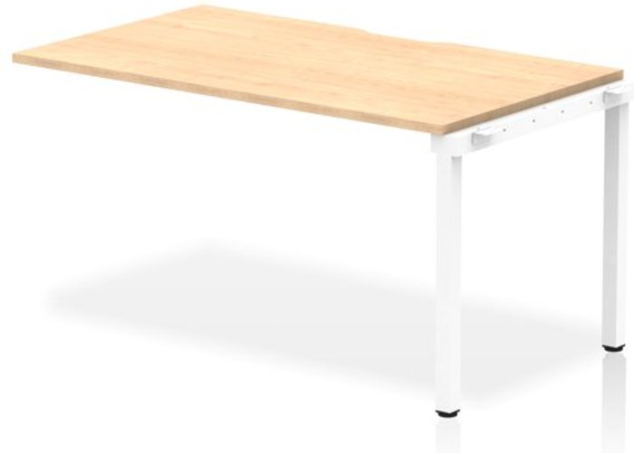 Office Monster | Evolve Single Ext Kit White Frame Bench Desk 1400 Maple Evolve Single Ext Kit White Frame Bench Desk 1400 Maple