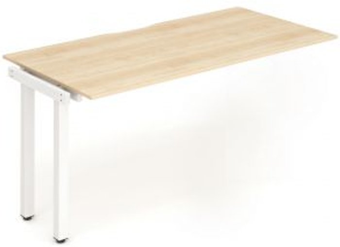 Office Monster | Evolve Single Ext Kit White Frame Bench Desk 1200 Maple Evolve Single Ext Kit White Frame Bench Desk 1200 Maple