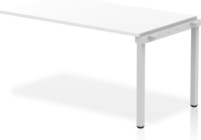 Office Monster | Evolve Single Ext Kit Silver Frame Bench Desk 1400 White Evolve Single Ext Kit Silver Frame Bench Desk 1400 White