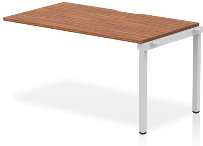 Office Monster | Evolve Single Ext Kit Silver Frame Bench Desk 1400 Walnut Evolve Single Ext Kit Silver Frame Bench Desk 1400 Walnut