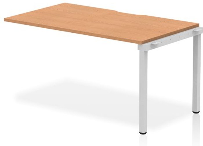 Office Monster | Evolve Single Ext Kit Silver Frame Bench Desk 1400 Oak Evolve Single Ext Kit Silver Frame Bench Desk 1400 Oak