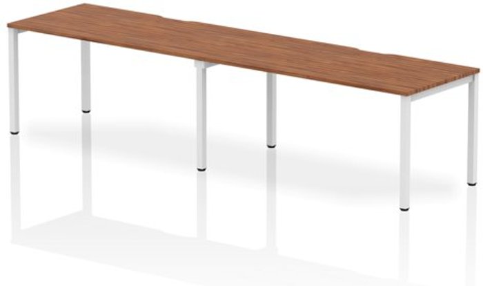 Office Monster | Evolve Single White Frame Bench Desk 1600 Walnut (2 Pod) Evolve Single White Frame Bench Desk 1600 Walnut (2 Pod)