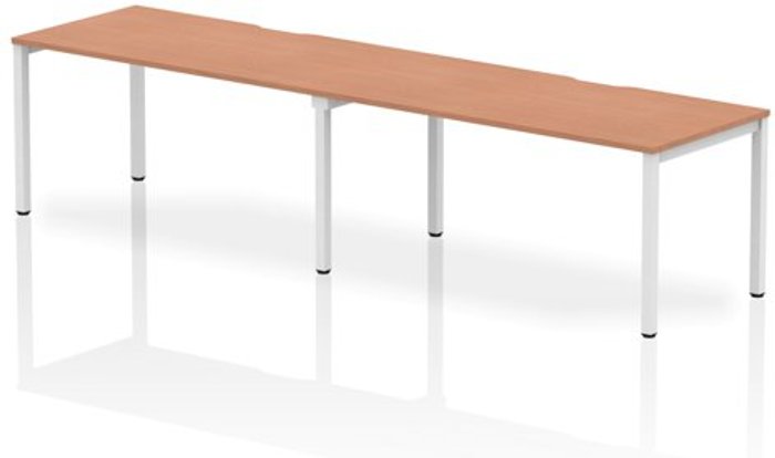 Office Monster | Evolve Single White Frame Bench Desk 1600 Beech (2 Pod) Evolve Single White Frame Bench Desk 1600 Beech (2 Pod)