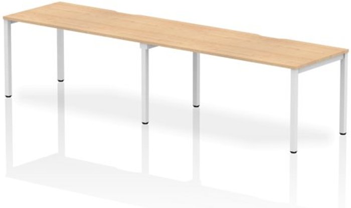 Office Monster | Evolve Single White Frame Bench Desk 1600 Maple (2 Pod) Evolve Single White Frame Bench Desk 1600 Maple (2 Pod)