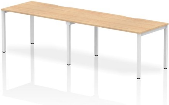 Office Monster | Evolve Single White Frame Bench Desk 1400 Maple (2 Pod) Evolve Single White Frame Bench Desk 1400 Maple (2 Pod)