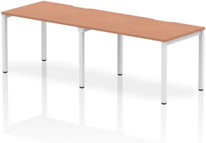 Office Monster | Evolve Single White Frame Bench Desk 1200 Beech (2 Pod) Evolve Single White Frame Bench Desk 1200 Beech (2 Pod)