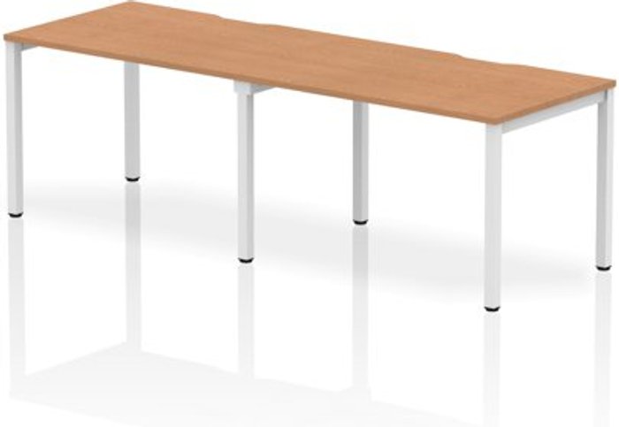 Office Monster | Evolve Single White Frame Bench Desk 1200 Oak (2 Pod) Evolve Single White Frame Bench Desk 1200 Oak (2 Pod)