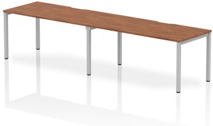 Office Monster | Evolve Single Silver Frame Bench Desk 1600 Walnut (2 Pod) Evolve Single Silver Frame Bench Desk 1600 Walnut (2 Pod)