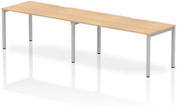 Office Monster | Evolve Single Silver Frame Bench Desk 1600 Maple (2 Pod) Evolve Single Silver Frame Bench Desk 1600 Maple (2 Pod)