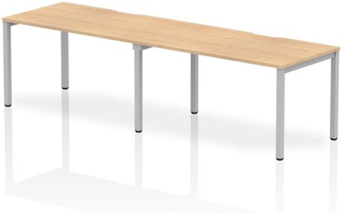 Office Monster | Evolve Single Silver Frame Bench Desk 1400 Maple (2 Pod) Evolve Single Silver Frame Bench Desk 1400 Maple (2 Pod)