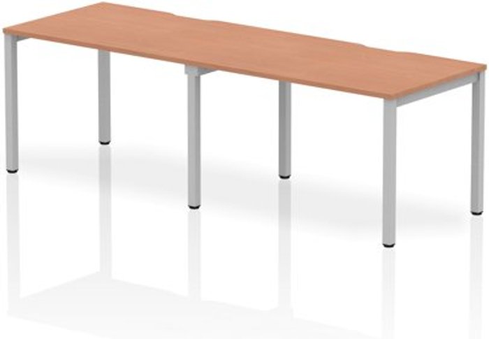 Office Monster | Evolve Single Silver Frame Bench Desk 1200 Beech (2 Pod) Evolve Single Silver Frame Bench Desk 1200 Beech (2 Pod)