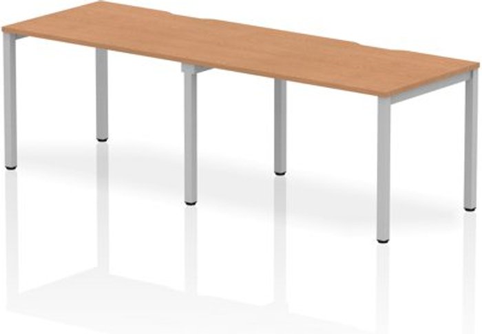 Office Monster | Evolve Single Silver Frame Bench Desk 1200 Oak (2 Pod) Evolve Single Silver Frame Bench Desk 1200 Oak (2 Pod)