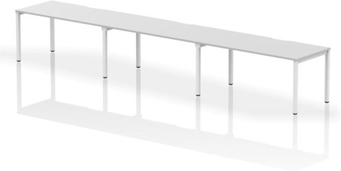 Office Monster | Evolve Single White Frame Bench Desk 1600 White (3 Pod) Evolve Single White Frame Bench Desk 1600 White (3 Pod)
