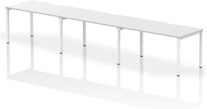 Office Monster | Evolve Single White Frame Bench Desk 1400 White (3 Pod) Evolve Single White Frame Bench Desk 1400 White (3 Pod)
