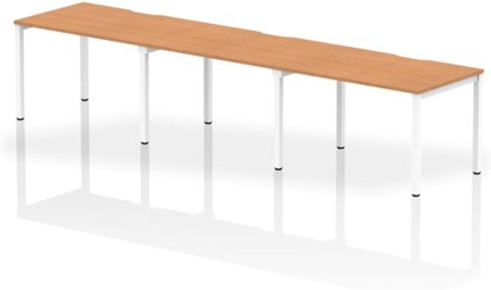 Office Monster | Evolve Single White Frame Bench Desk 1200 Oak (3 Pod) Evolve Single White Frame Bench Desk 1200 Oak (3 Pod)