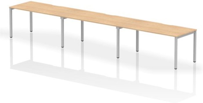 Office Monster | Evolve Single Silver Frame Bench Desk 1600 Maple (3 Pod) Evolve Single Silver Frame Bench Desk 1600 Maple (3 Pod)