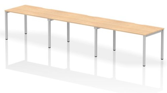 Office Monster | Evolve Single Silver Frame Bench Desk 1400 Maple (3 Pod) Evolve Single Silver Frame Bench Desk 1400 Maple (3 Pod)