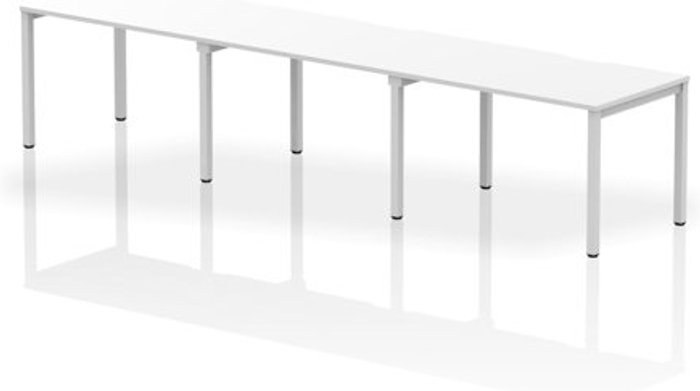 Office Monster | Evolve Single Silver Frame Bench Desk 1200 White (3 Pod) Evolve Single Silver Frame Bench Desk 1200 White (3 Pod)