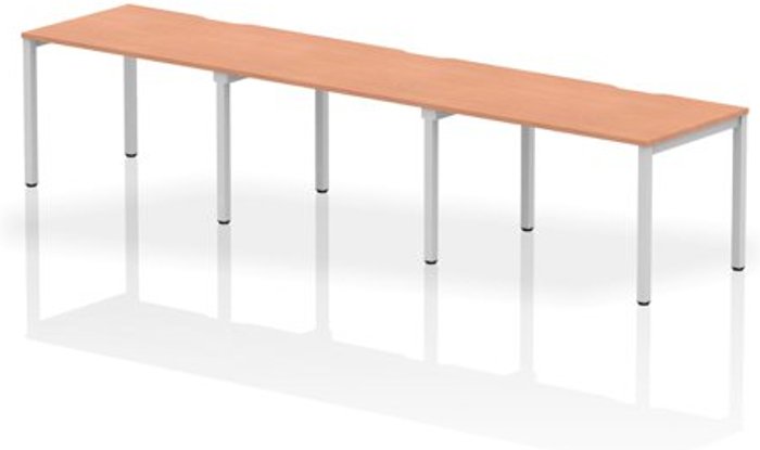 Office Monster | Evolve Single Silver Frame Bench Desk 1200 Beech (3 Pod) Evolve Single Silver Frame Bench Desk 1200 Beech (3 Pod)
