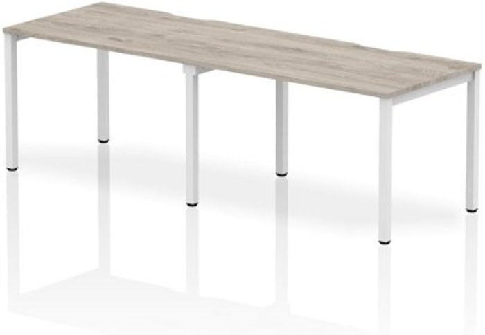 Office Monster | Evolve Single White Frame Bench Desk 1200 Grey Oak (2 Pod) Evolve Single White Frame Bench Desk 1200 Grey Oak (2 Pod)