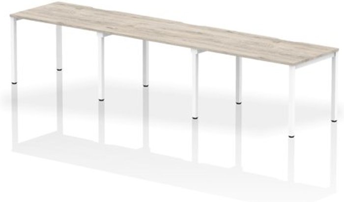 Office Monster | Evolve Single White Frame Bench Desk 1200 Grey Oak (3 Pod) Evolve Single White Frame Bench Desk 1200 Grey Oak (3 Pod)