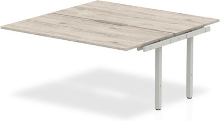 Office Monster | Evolve B2B Ext Kit Silver Frame Bench Desk 1200 Grey Oak Evolve B2B Ext Kit Silver Frame Bench Desk 1200 Grey Oak