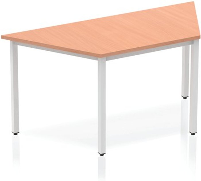 Office Monster | Impulse Impulse Trapezium Table 1600 Beech Box Frame Leg Silver Impulse Impulse Trapezium Table 1600 Beech Box Frame Leg Silver