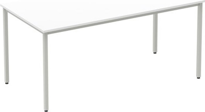 Office Monster | Impulse Impulse Straight Table 1600 White Box Frame Leg Silver Impulse Impulse Straight Table 1600 White Box Frame Leg Silver