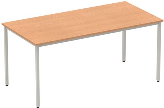 Office Monster | Impulse Impulse Straight Table 1600 Oak Box Frame Leg Silver Impulse Impulse Straight Table 1600 Oak Box Frame Leg Silver