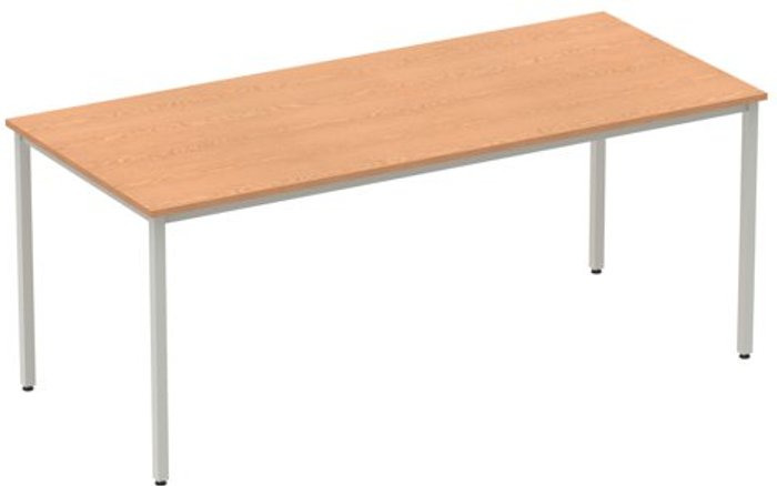 Office Monster | Impulse Impulse Straight Table 1800 Oak Box Frame Leg Silver Impulse Impulse Straight Table 1800 Oak Box Frame Leg Silver