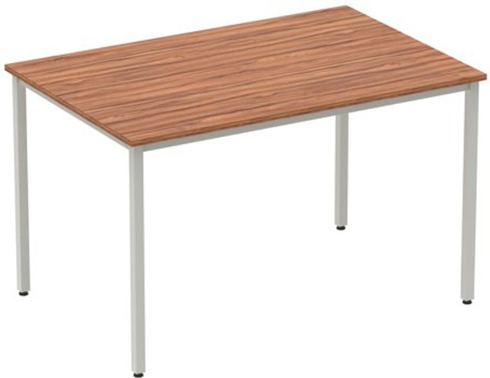 Office Monster | Impulse Impulse Straight Table 1200 Walnut Box Frame Leg Silver Impulse Impulse Straight Table 1200 Walnut Box Frame Leg Silver