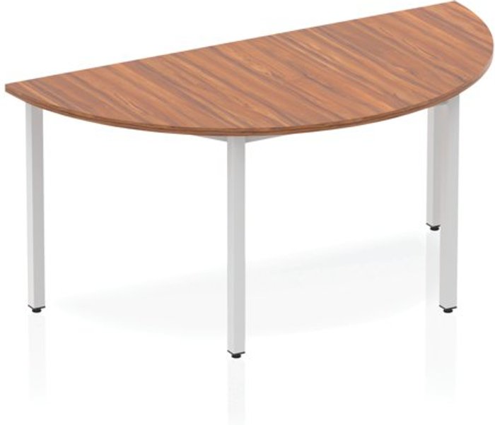 Office Monster | Impulse Impulse Semi-circle Table 1600 Walnut Box Frame Leg Silver Impulse Impulse Semi-circle Table 1600 Walnut Box Frame Leg Silver