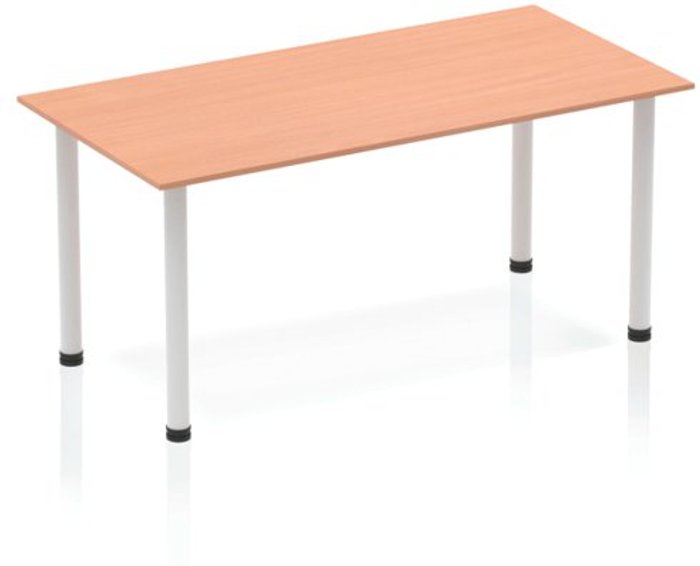 Office Monster | Impulse Impulse Straight Table 1400 Beech Post Leg Silver Impulse Impulse Straight Table 1400 Beech Post Leg Silver