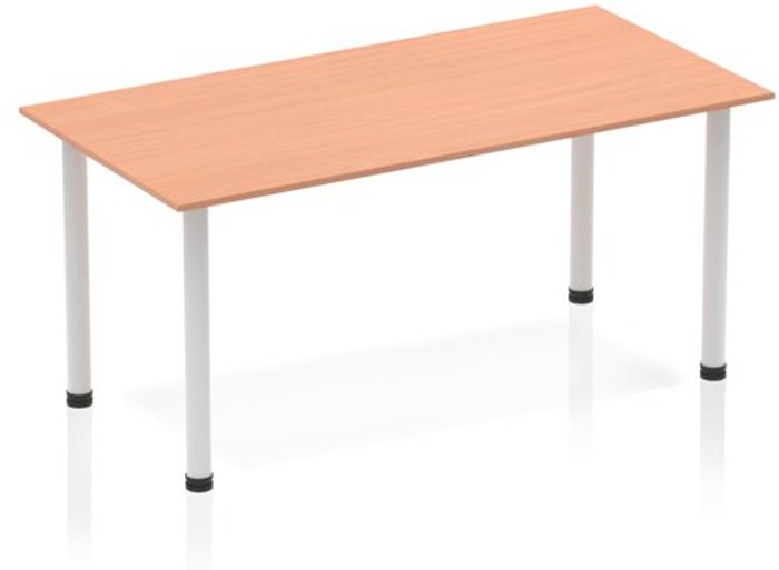 Office Monster | Impulse Impulse Straight Table 1600 Beech Post Leg Silver Impulse Impulse Straight Table 1600 Beech Post Leg Silver